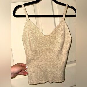 Maeve Anthropologie Cream Ribbed Knit Camisole M contemporary fall